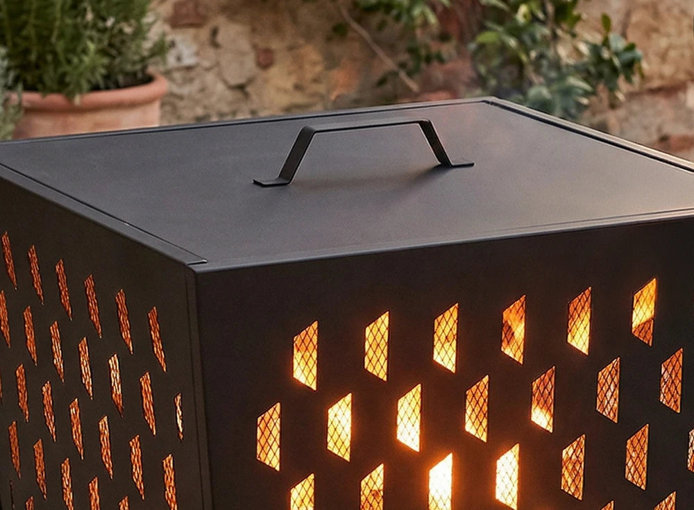 SUNJOY 18 Inch Patio Wood Burning Steel Fire Pit with Lid and Fire Poker