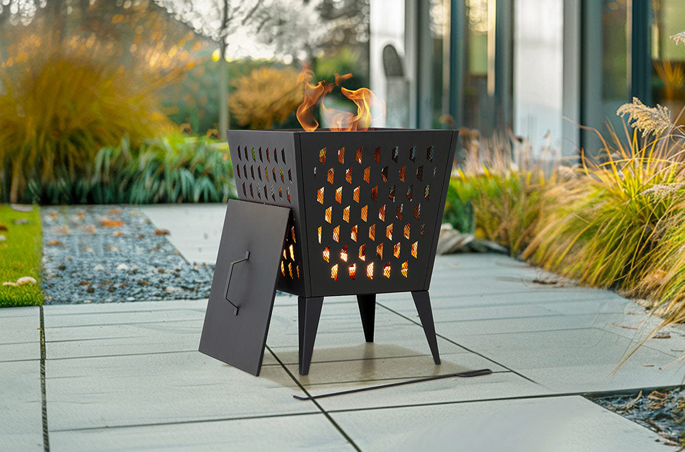 SUNJOY 18 Inch Patio Wood Burning Steel Fire Pit with Lid and Fire Poker