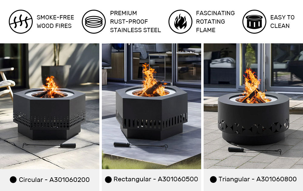 SUNJOY 28 Inch Stainless Steel Smokeless Fire Pit with PVC Cover and Poker
