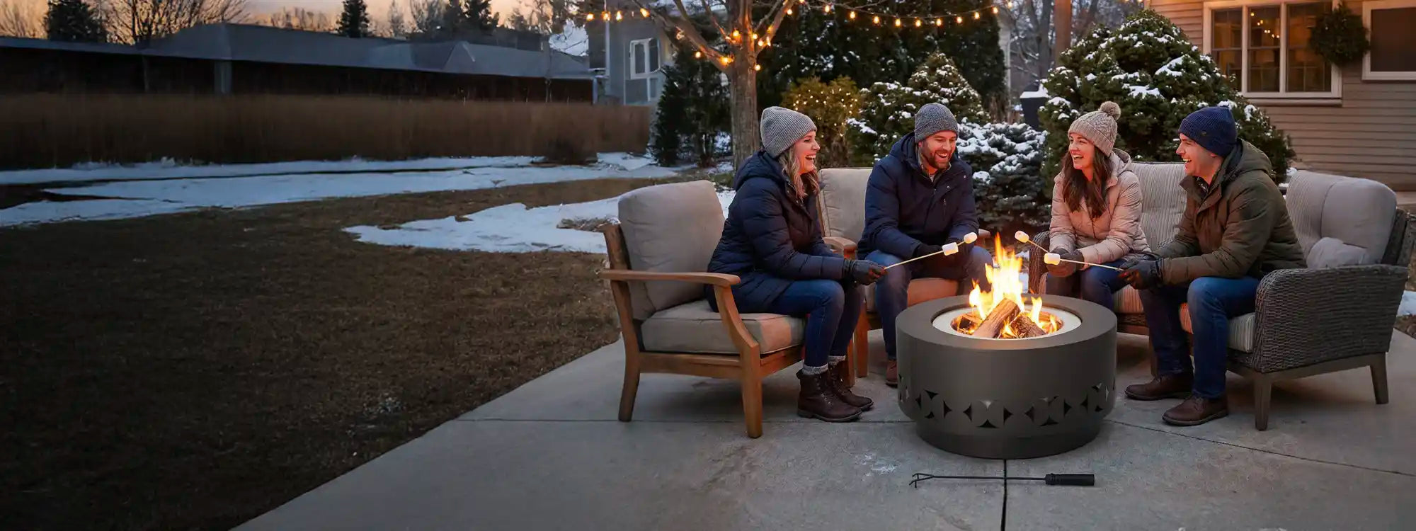 SUNJOY 28 Inch Round Stainless Steel Smokeless Fire Pit with PVC Cover and Poker - Triangle Pattern & Gray
