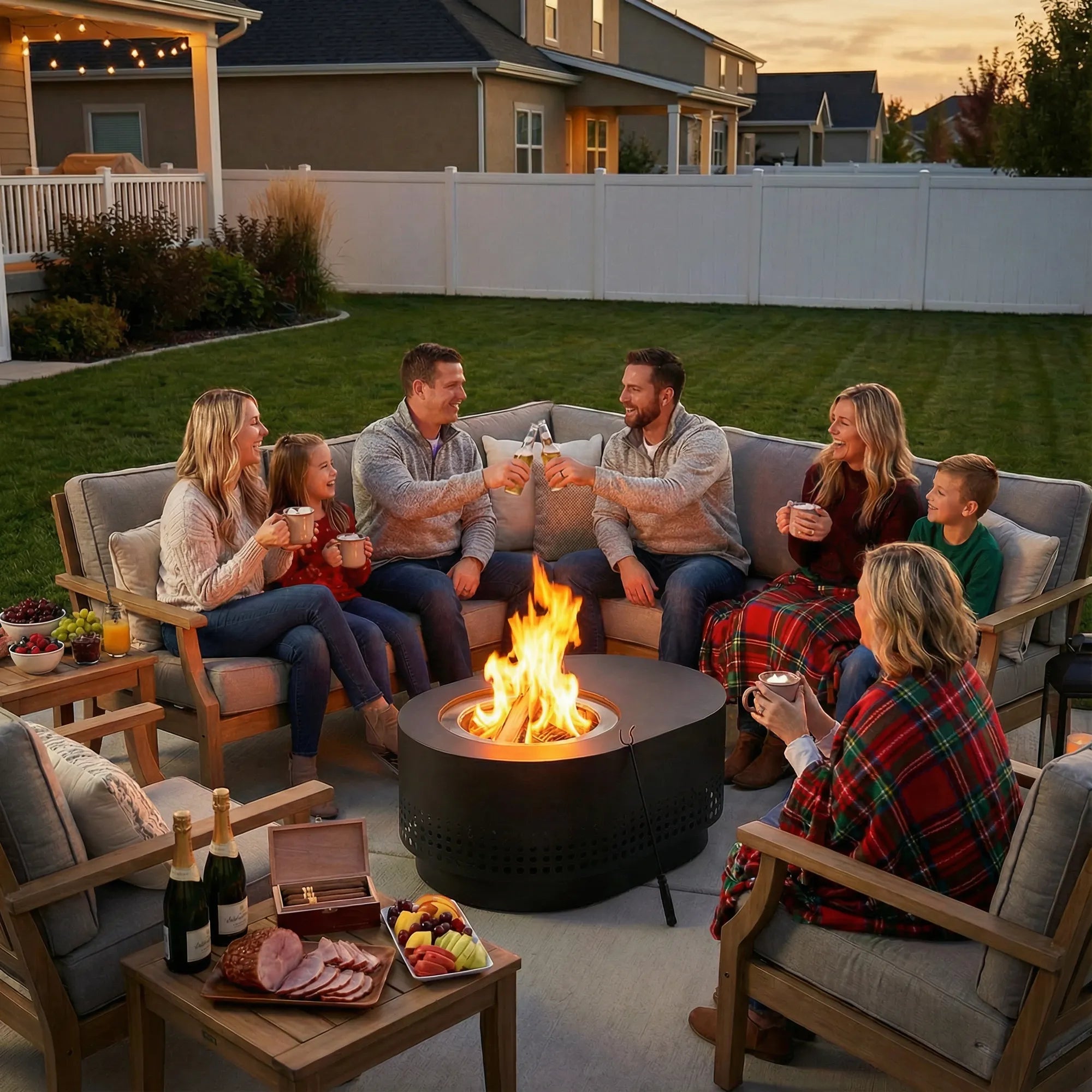 Vulcan Oval Extra Tall Smokeless Fire Pit 38", Dot Grid - Black