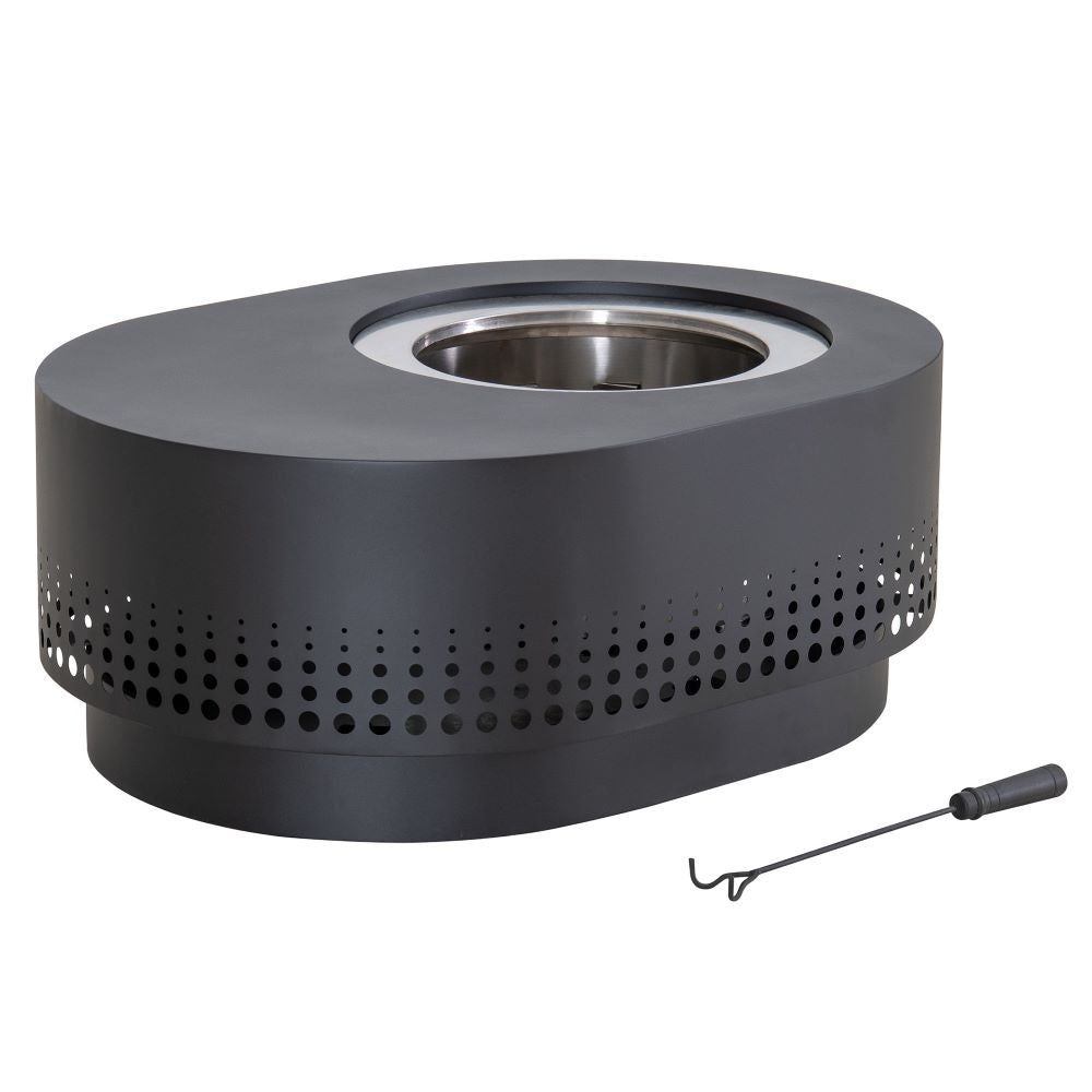 SUNJOY 38 Inch Stainless Steel Smokeless Fire Pit with PVC Cover and Poker