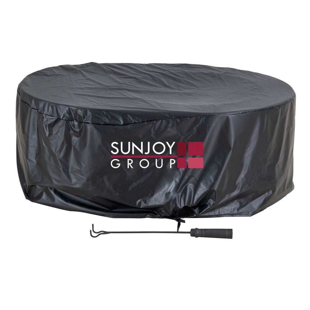 SUNJOY 38 Inch Stainless Steel Smokeless Fire Pit with PVC Cover and Poker
