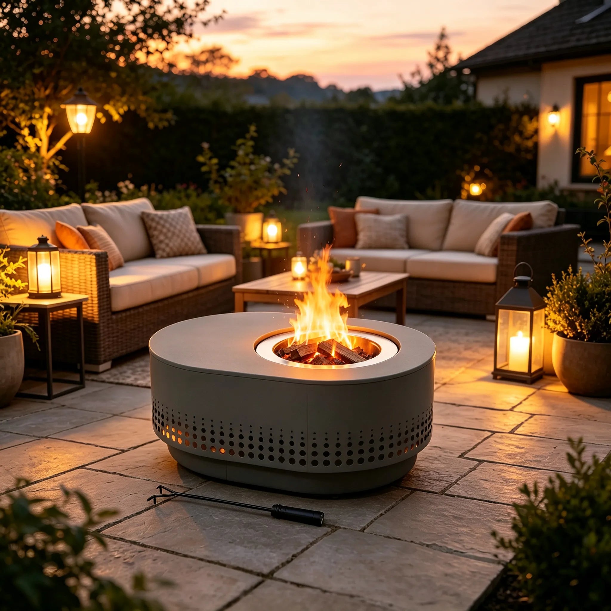 Vulcan Oval Smokeless Fire Pit 38", Dot Grid - Gray