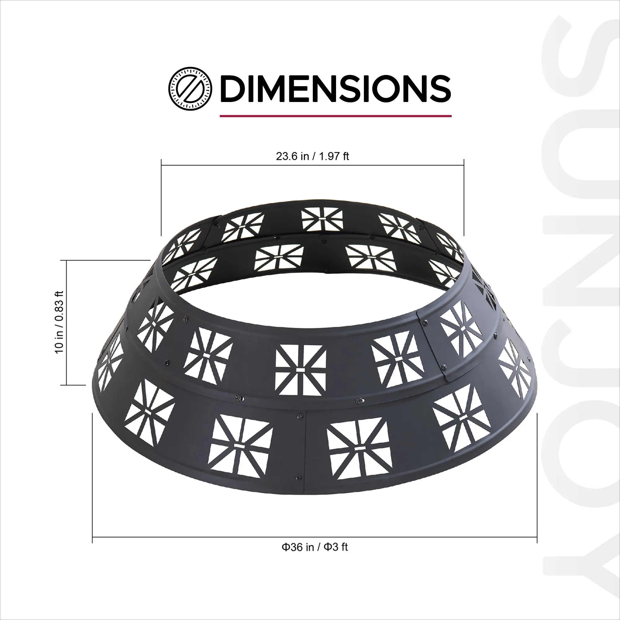 SUNJOY 36 Inch Heavy-Duty Steel Fire Pit Ring with Decorative Cutouts