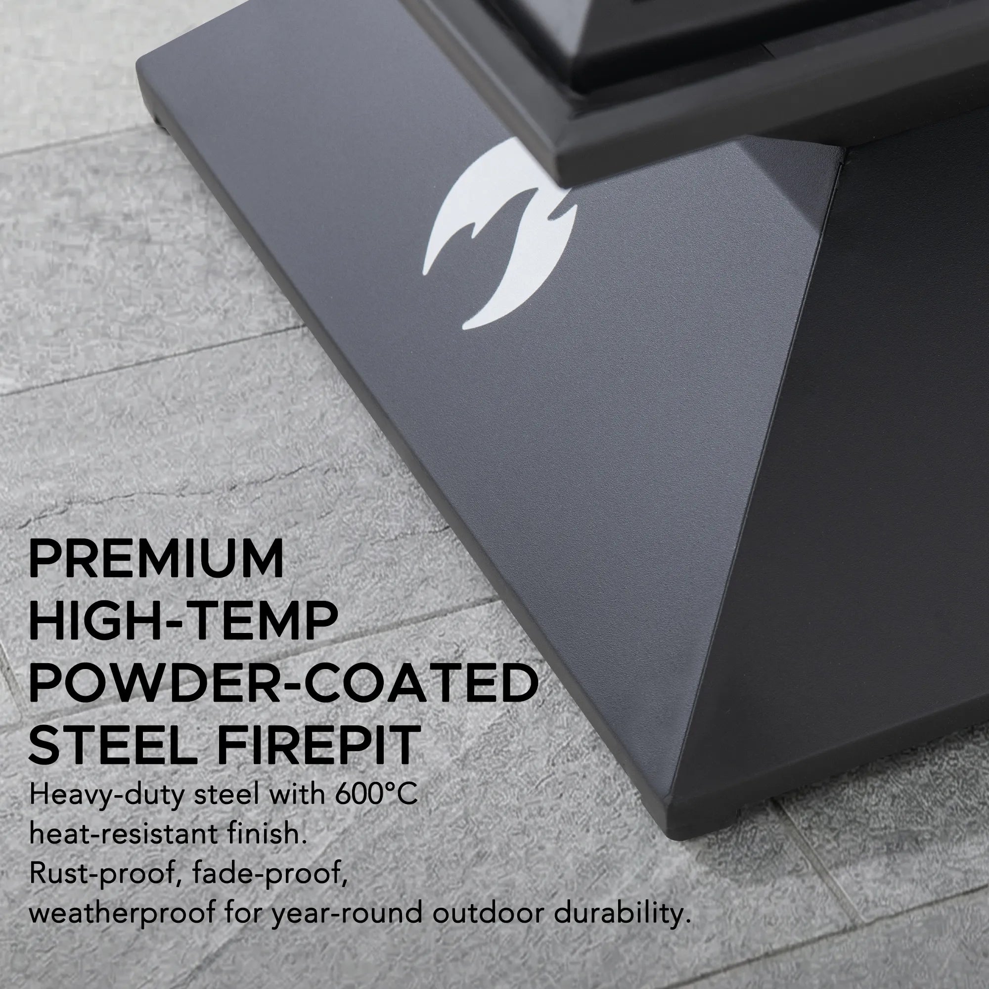 SUNJOY 20 Inch Compact Steel Fire Pit with Geometric Base, Spark Screen & Fire Poker