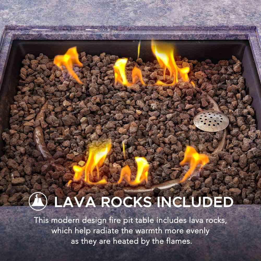 SUNJOY 38 Inch Outdoor Propane Gas Fire Pit Table with Lava Rocks.