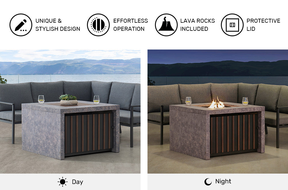 SUNJOY 38 Inch Outdoor Propane Gas Fire Pit Table with Lava Rocks