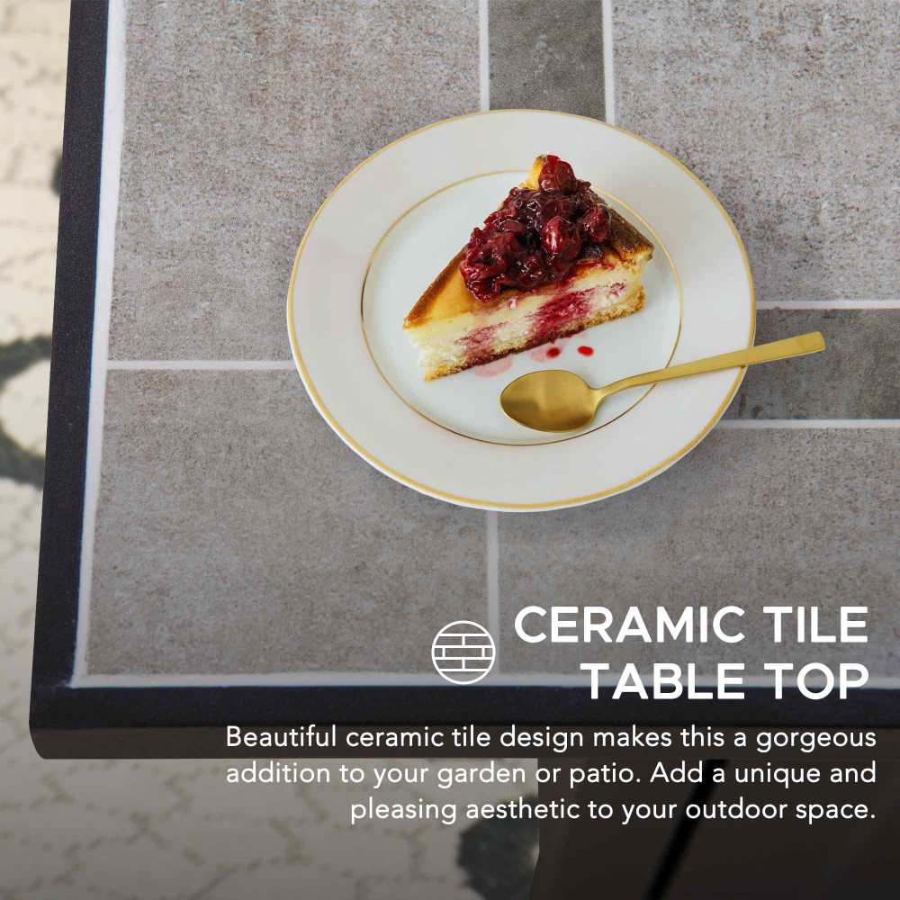 SUNJOY Propane Gas Fire Pit Table with Tile Tabletop & Lava Rocks.