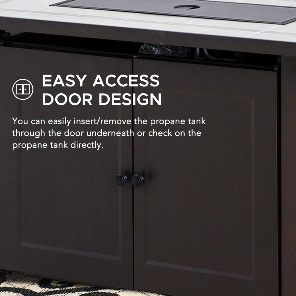 SUNJOY 44 Inch Propane Gas Fire Pit Table with Tile Tabletop & Lava Rocks