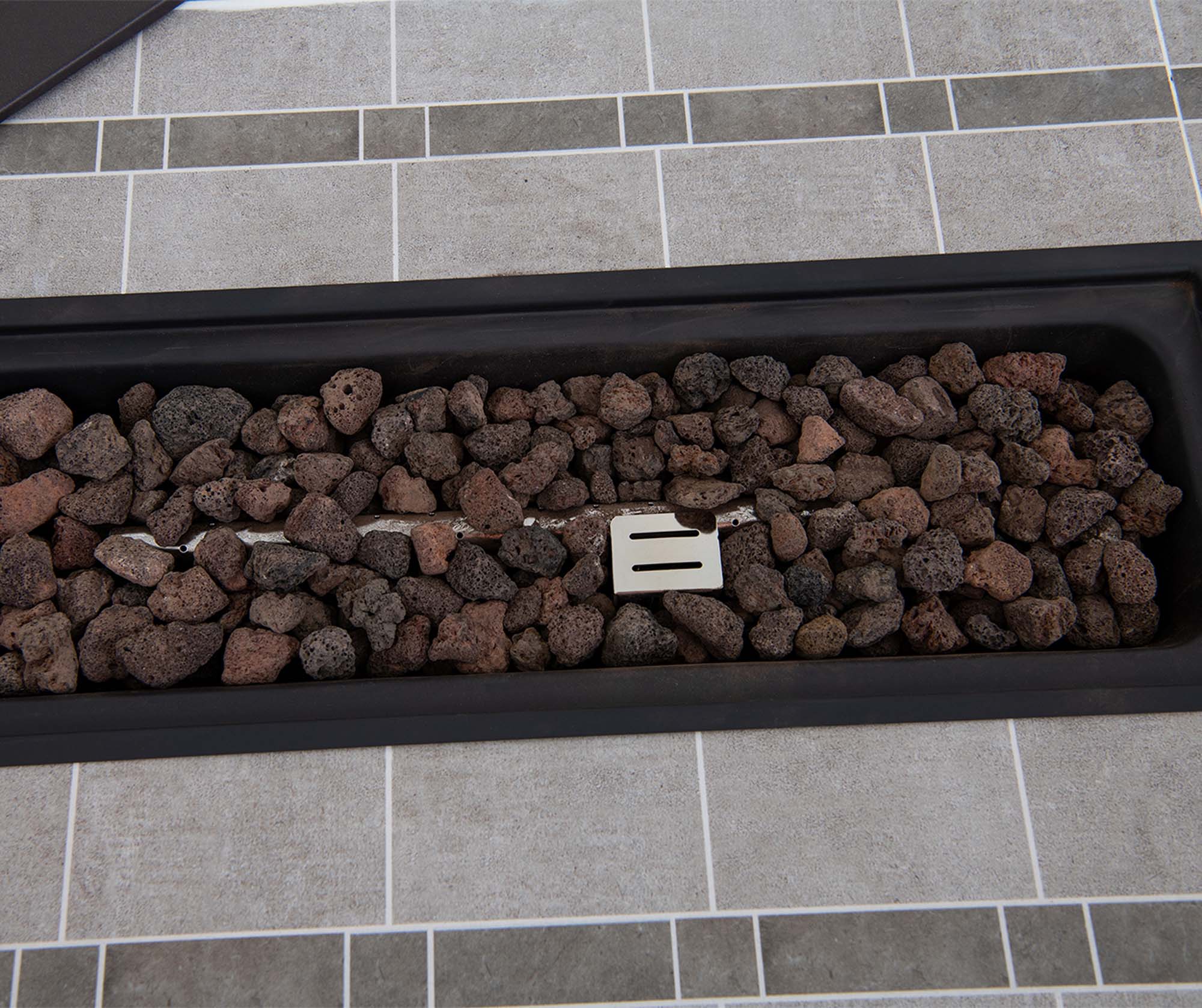 SUNJOY 44 Inch Propane Gas Fire Pit Table with Tile Tabletop & Lava Rocks