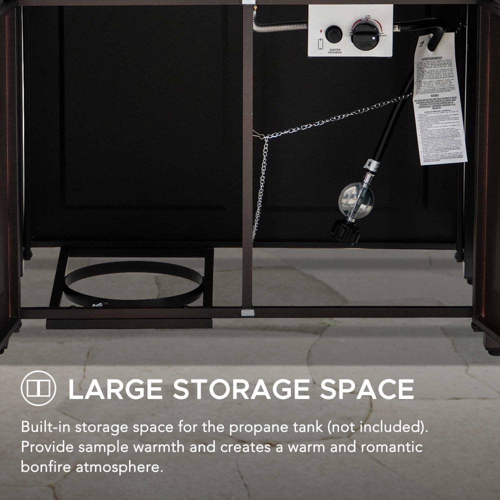 SUNJOY 44 Inch Propane Gas Fire Pit Table with Tile Tabletop & Lava Rocks