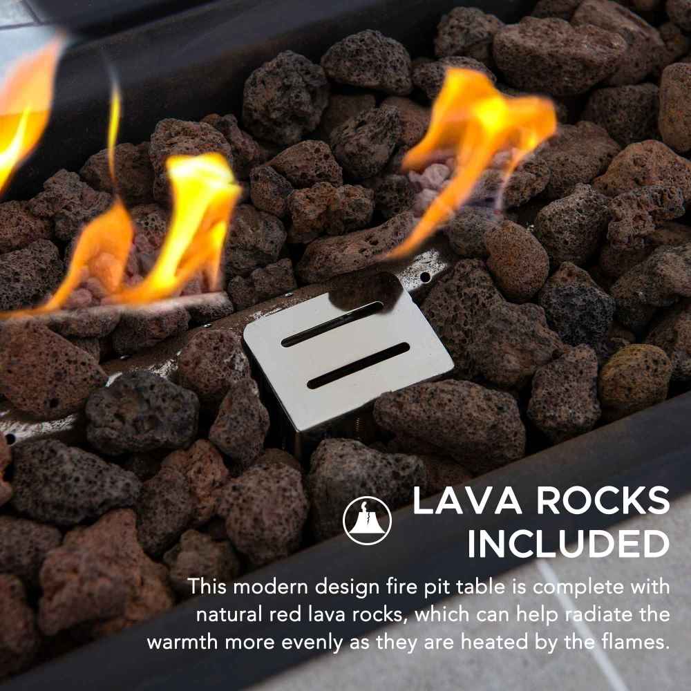 SUNJOY 44 Inch Propane Gas Fire Pit Table with Tile Tabletop & Lava Rocks