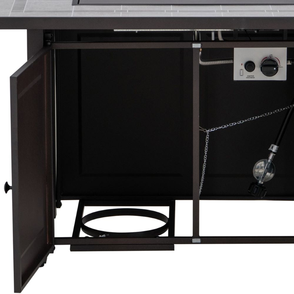 SUNJOY 44 Inch Propane Gas Fire Pit Table with Tile Tabletop & Lava Rocks
