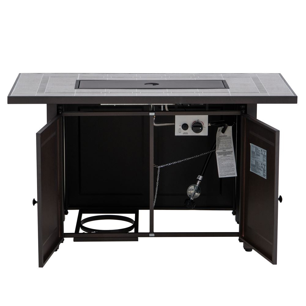 SUNJOY 44 Inch Propane Gas Fire Pit Table with Tile Tabletop & Lava Rocks