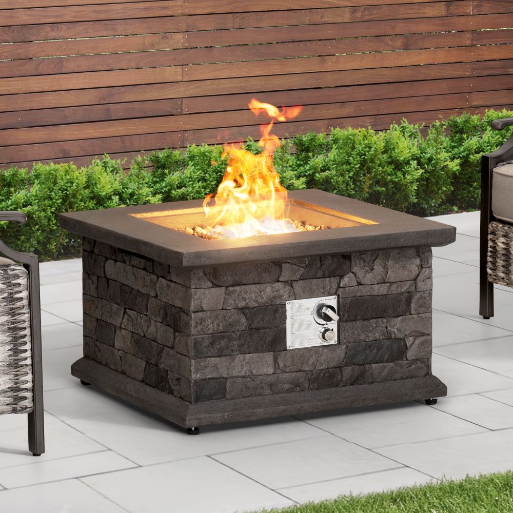 SUNJOY 28 Inch Outdoor Propane Gas Fire Pit Table with Lava Rocks.