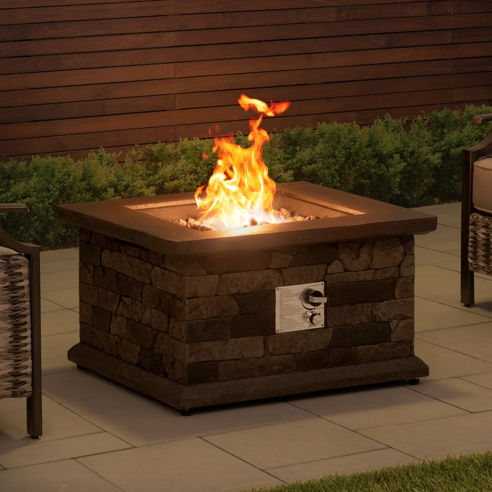 SUNJOY 28 Inch Outdoor Propane Gas Fire Pit Table with Lava Rocks.