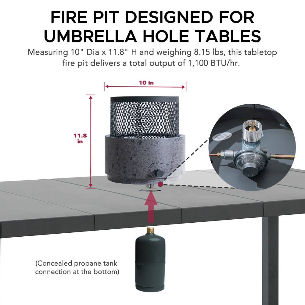 SUNJOY Smokeless Tabletop Fire Pit with Stainless Steel Burner and Two Adjustable Flames