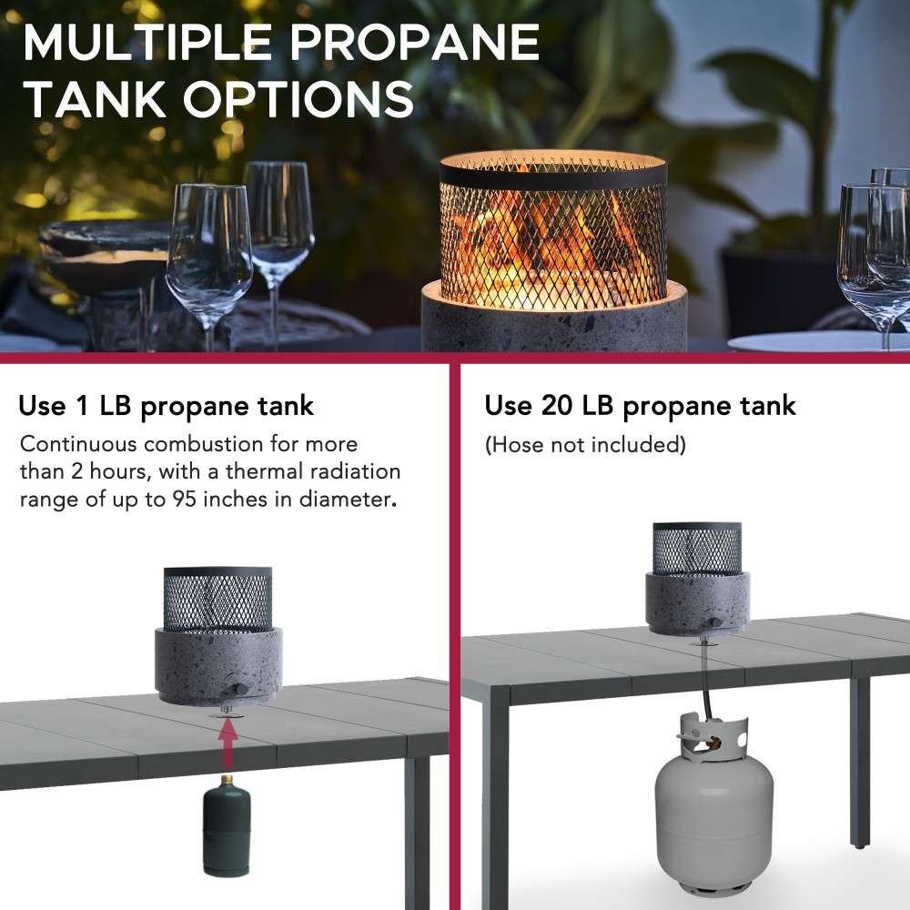 SUNJOY Smokeless Tabletop Fire Pit with Stainless Steel Burner and Two Adjustable Flames