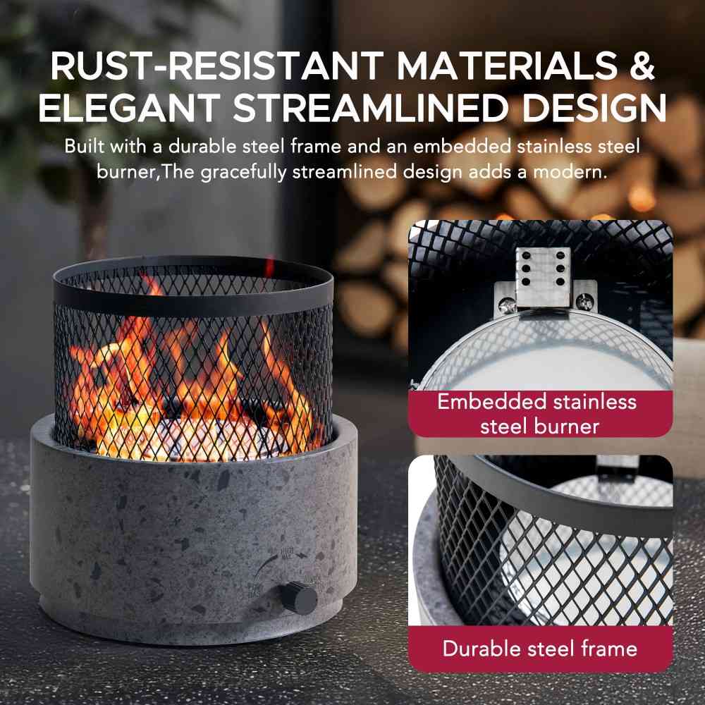 SUNJOY Smokeless Tabletop Fire Pit with Stainless Steel Burner and Two Adjustable Flames