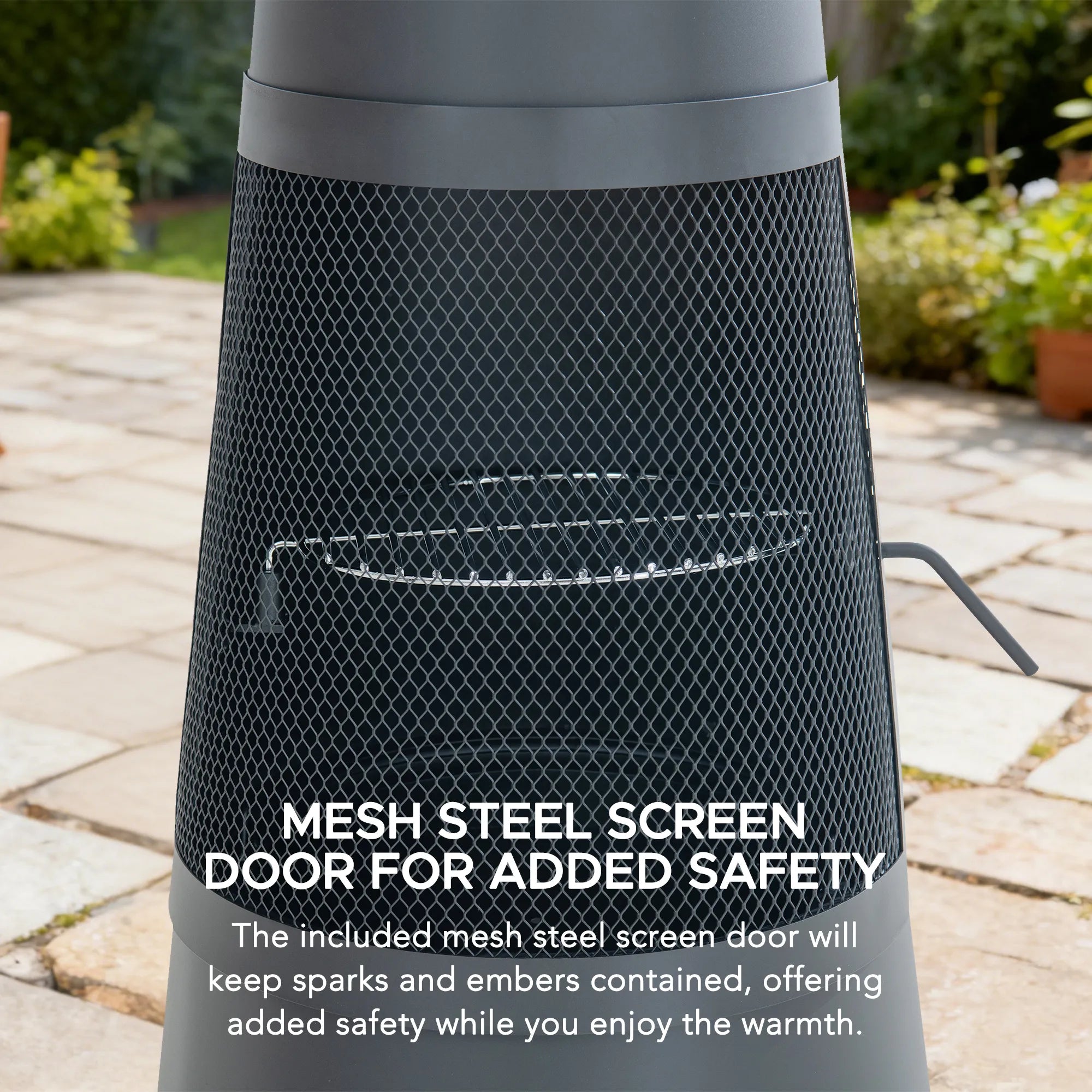 SUNJOY 57 Inch 2-in-1 Chiminea Fire Pit & Grill with Removable Grill Grate and PVC Cover - Gray