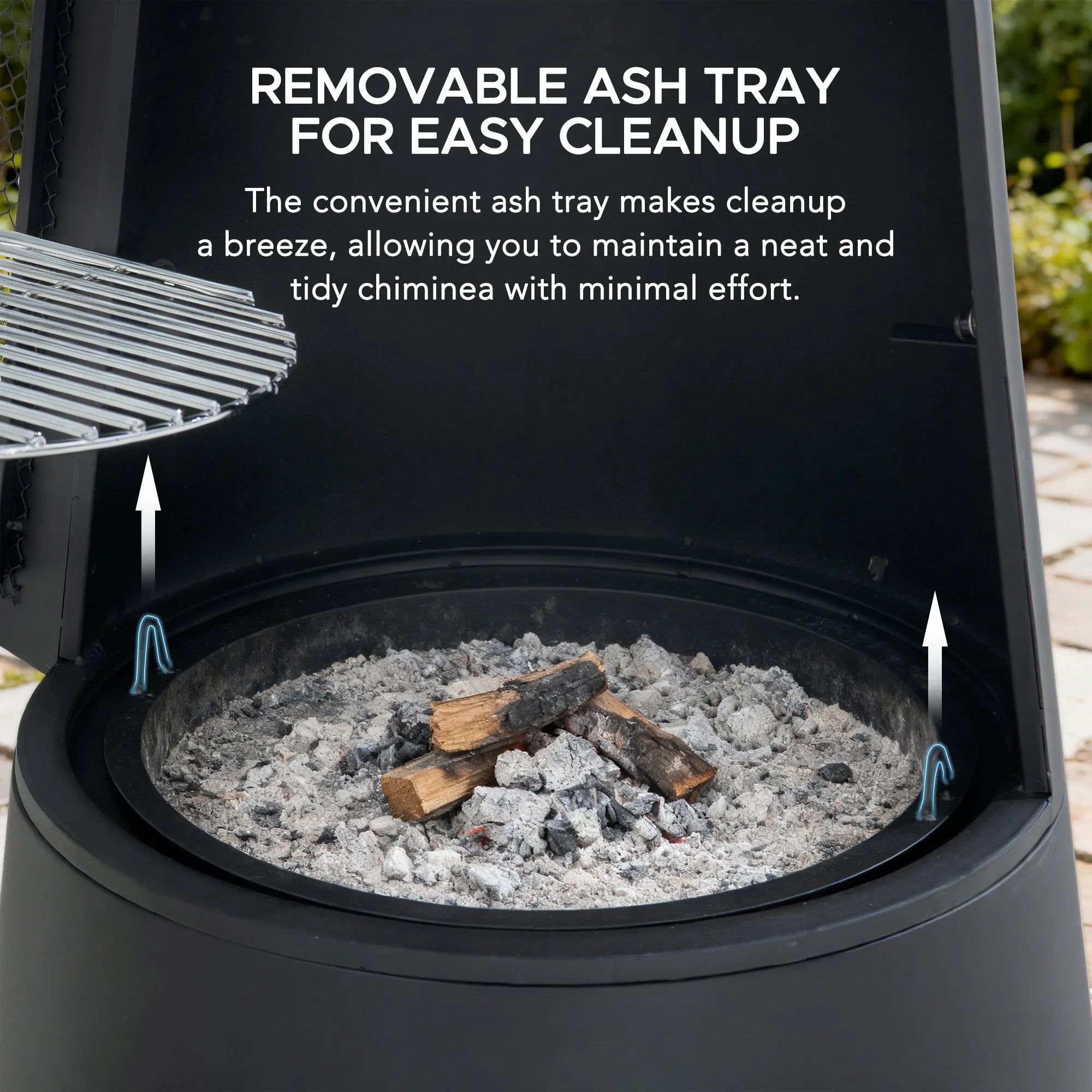 SUNJOY 57 Inch 2-in-1 Chiminea Fire Pit & Grill with Removable Grill Grate and PVC Cover - Black