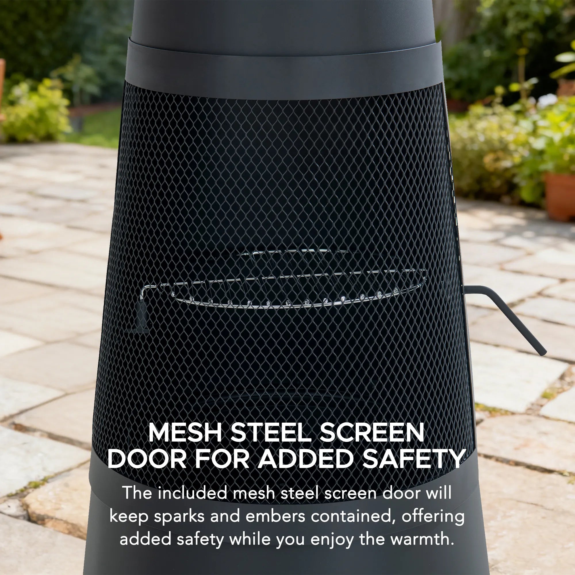 SUNJOY 57 Inch 2-in-1 Chiminea Fire Pit & Grill with Removable Grill Grate and PVC Cover - Black