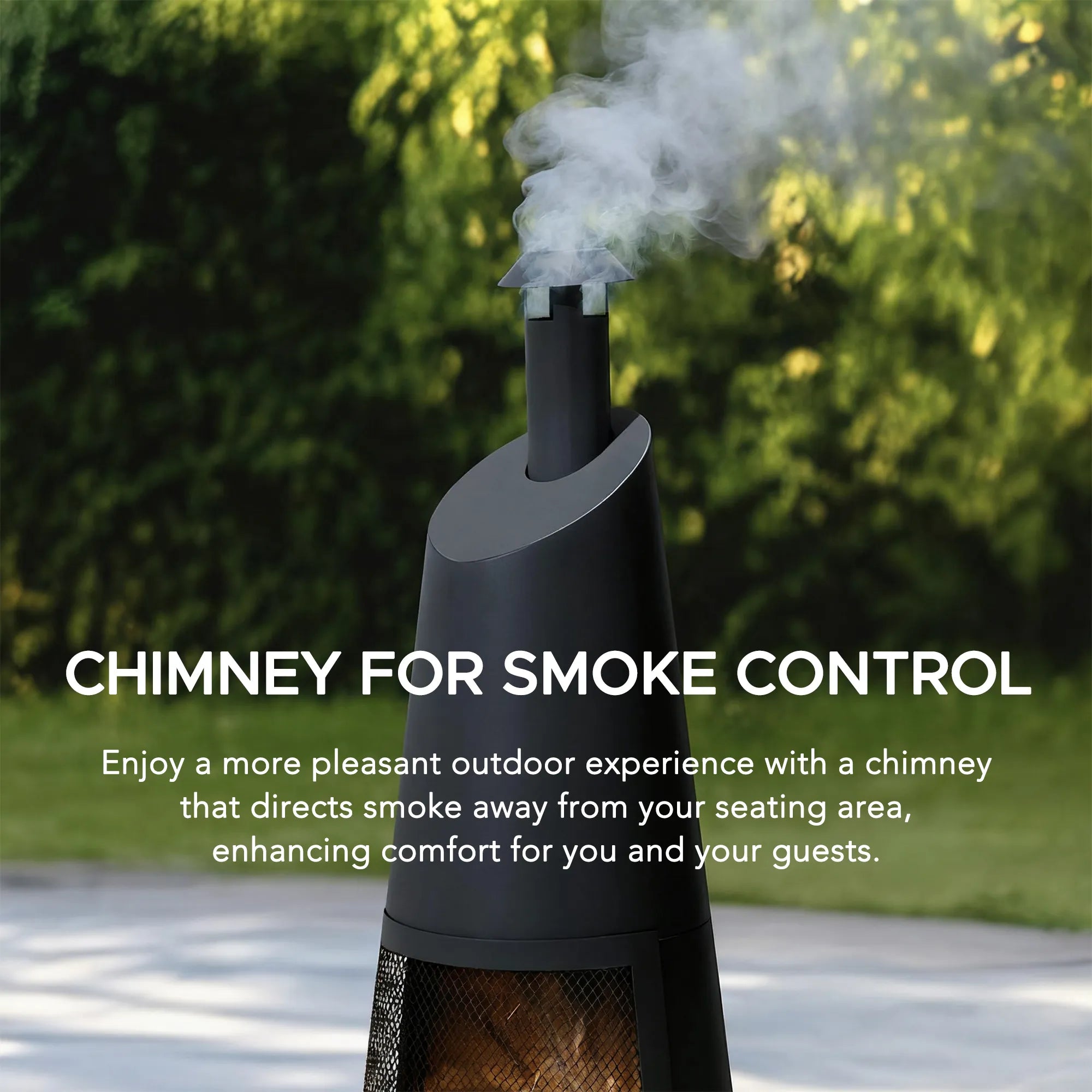 SUNJOY 57 Inch 2-in-1 Chiminea Fire Pit & Grill with Removable Grill Grate and PVC Cover - Black