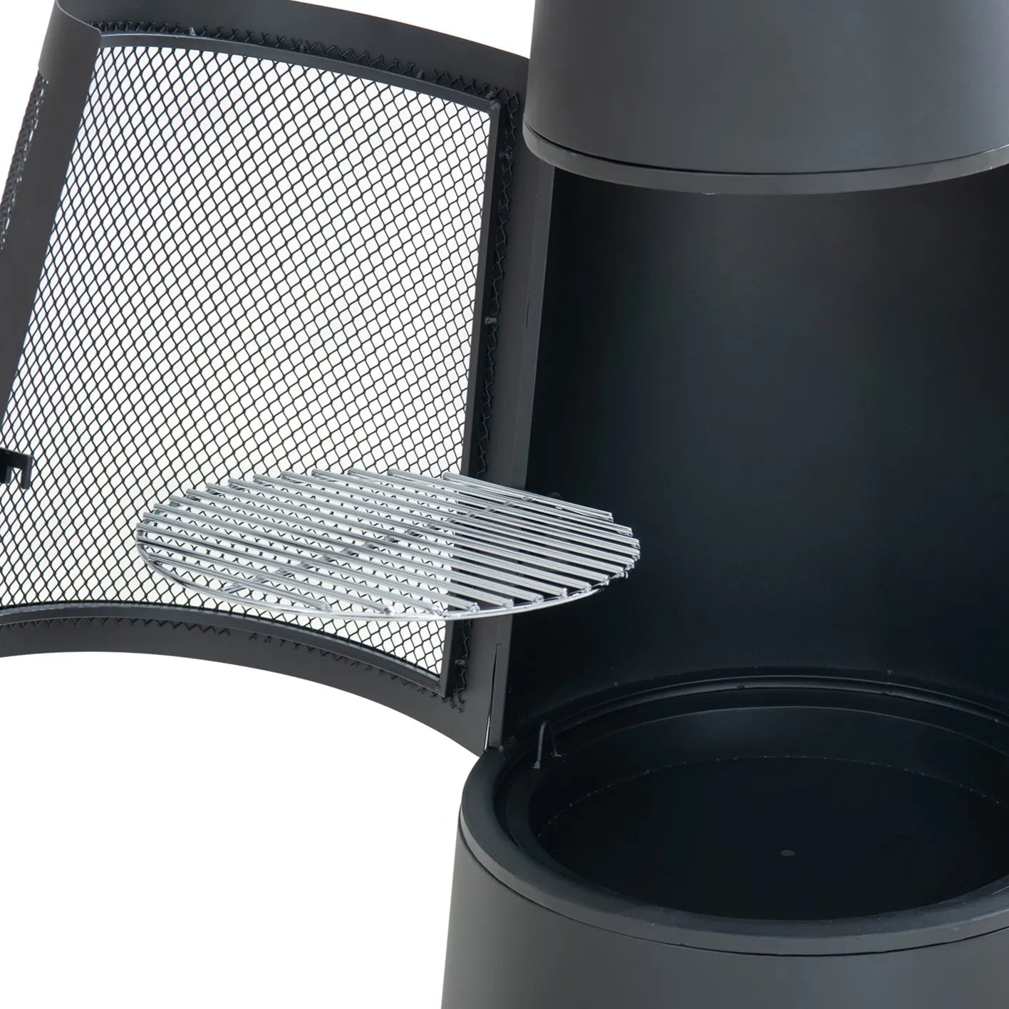 SUNJOY 57 Inch 2-in-1 Chiminea Fire Pit & Grill with Removable Grill Grate and PVC Cover - Black