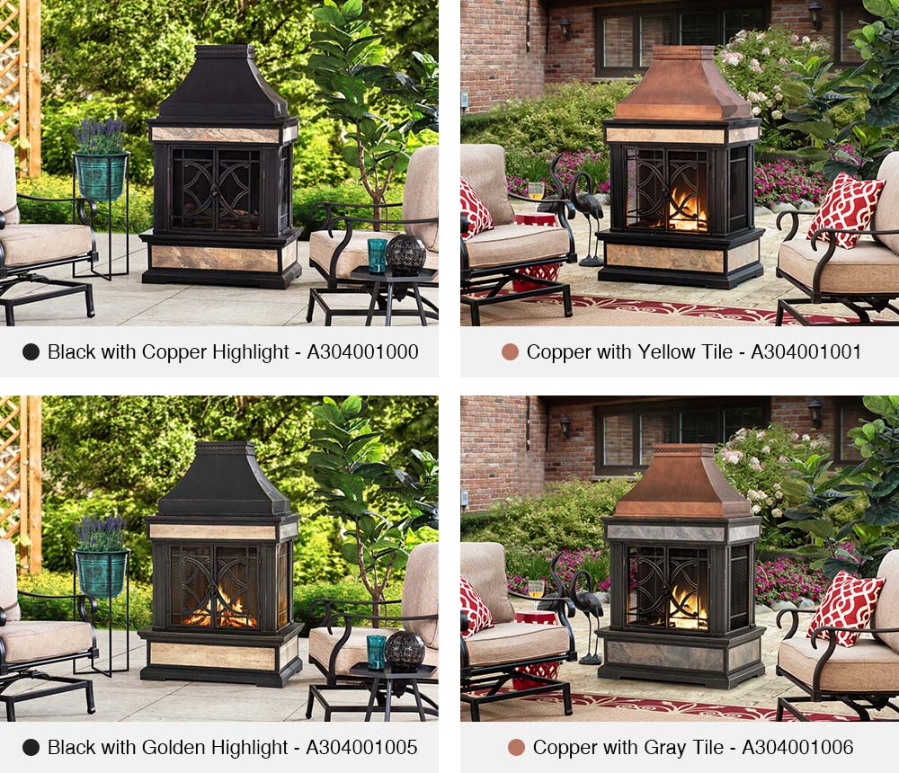 SUNJOY 57 Inch Outdoor Wood Burning Fireplace with PVC Cover