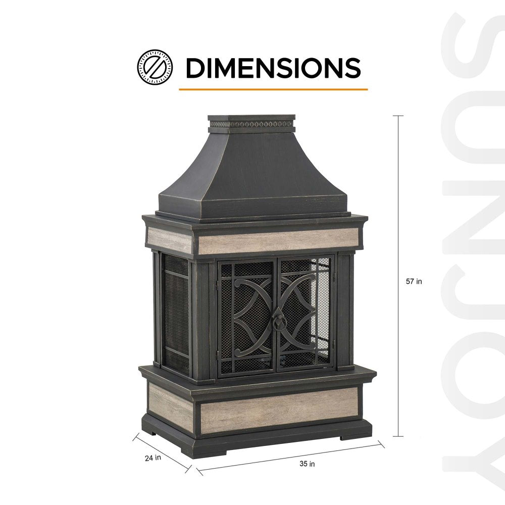 SUNJOY 57 Inch Outdoor Wood Burning Fireplace with PVC Cover