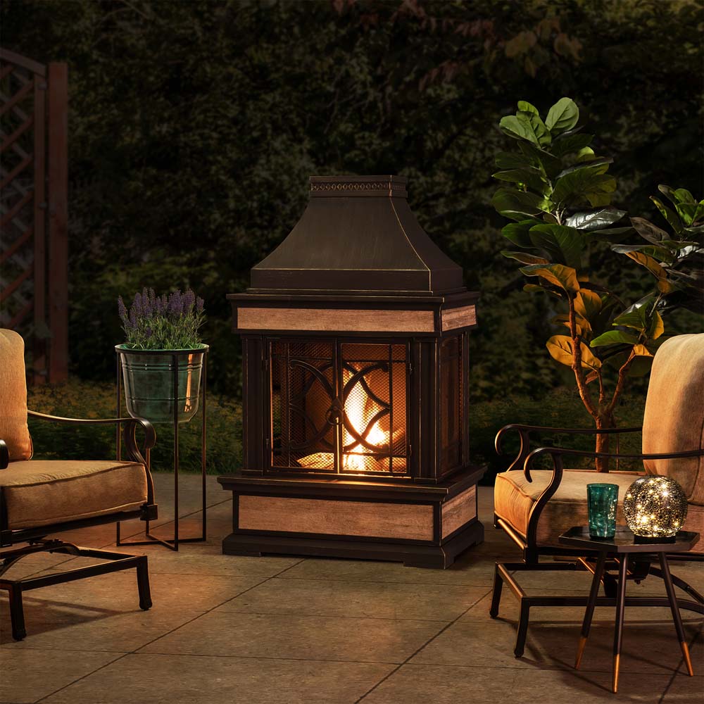 SUNJOY 57 Inch Outdoor Wood Burning Fireplace with PVC Cover