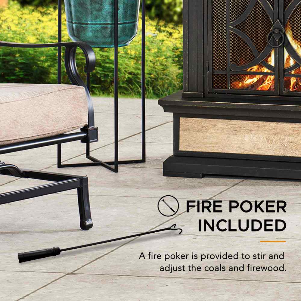 SUNJOY 57 Inch Outdoor Wood Burning Fireplace with PVC Cover