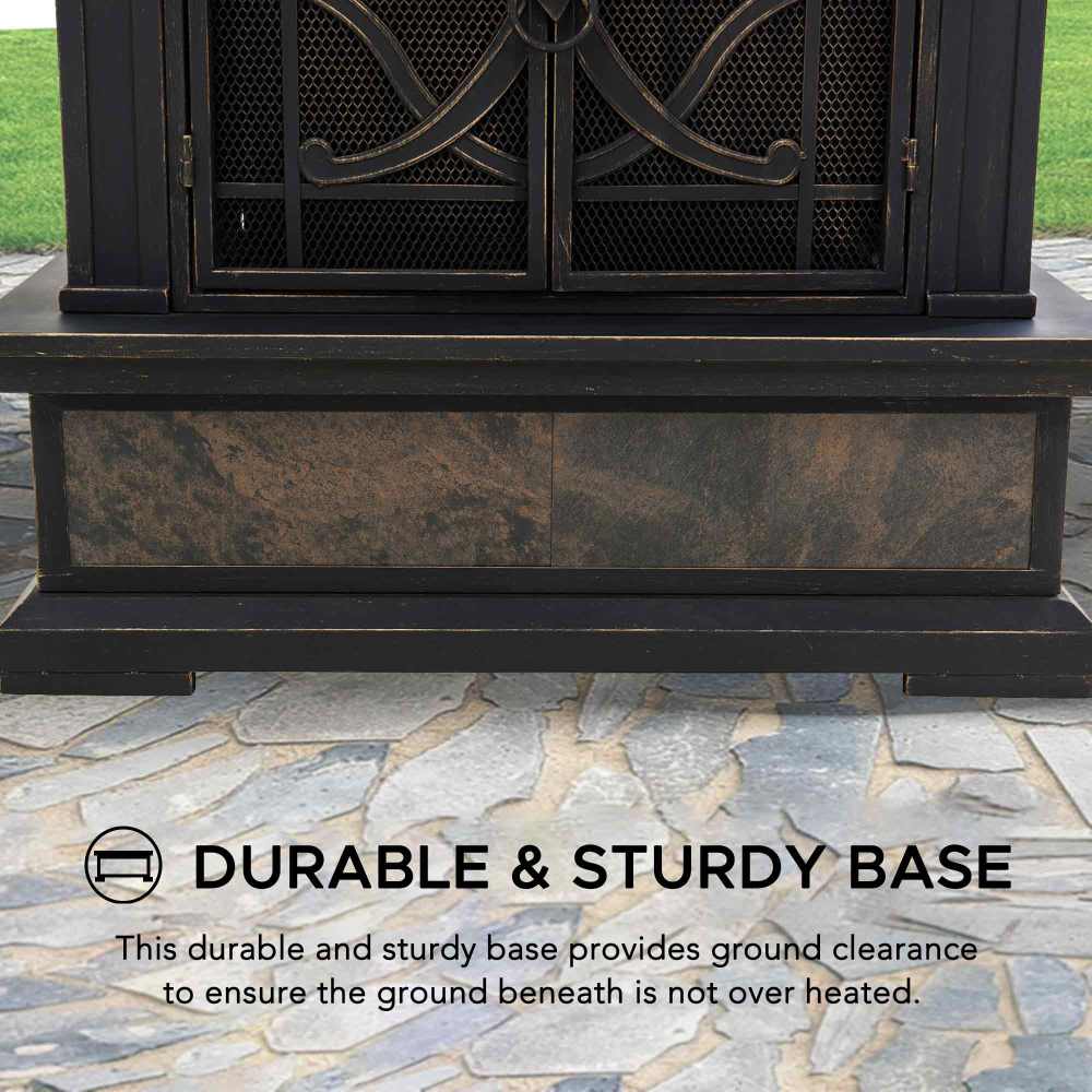 SUNJOY 57 Inch Outdoor Wood Burning Fireplace with PVC Cover