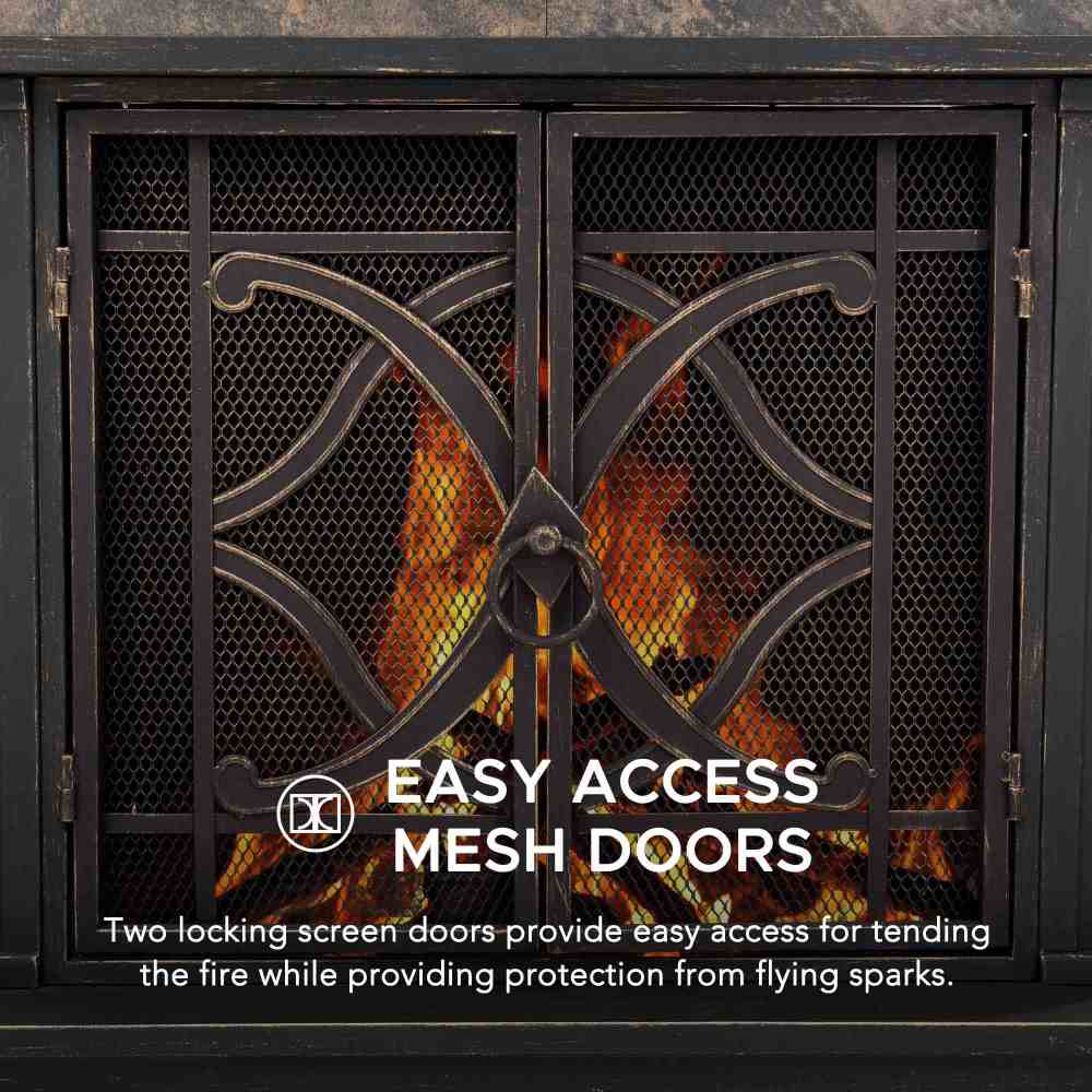 SUNJOY 57 Inch Outdoor Wood Burning Fireplace with PVC Cover