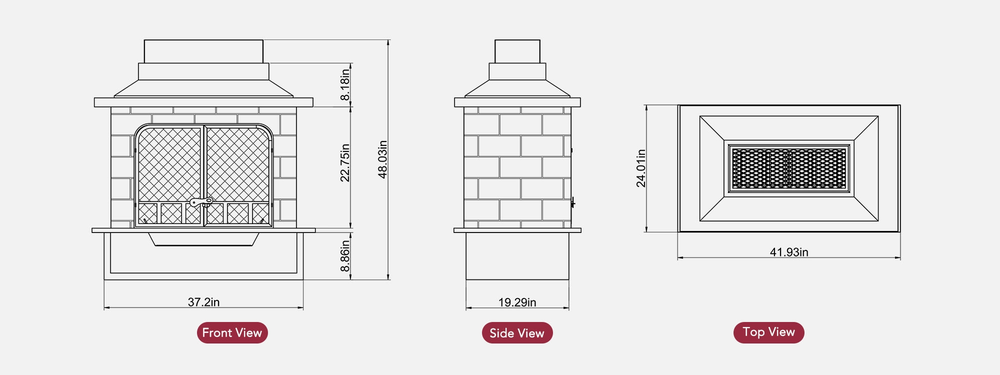SUNJOY 48 Inch Outdoor Stone Fireplace Kit with Chimney and Doors