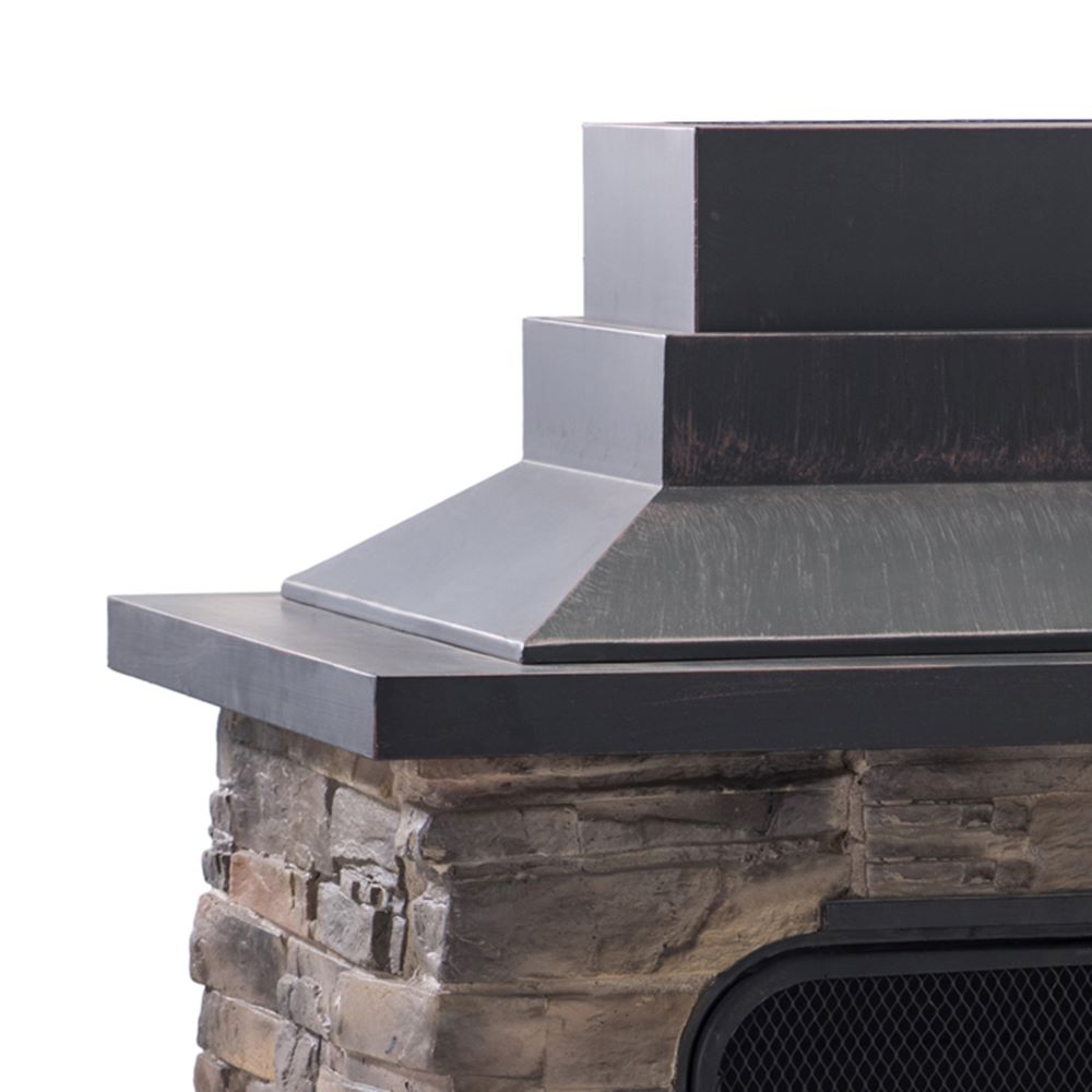 SUNJOY 48 Inch Outdoor Stone Fireplace Kit with Chimney and Doors
