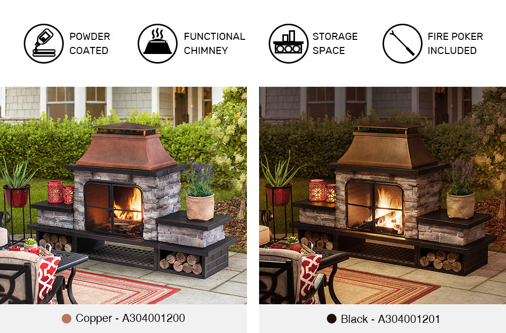SUNJOY 48 Inch Wood Burning Stone Fireplace with Log Holders