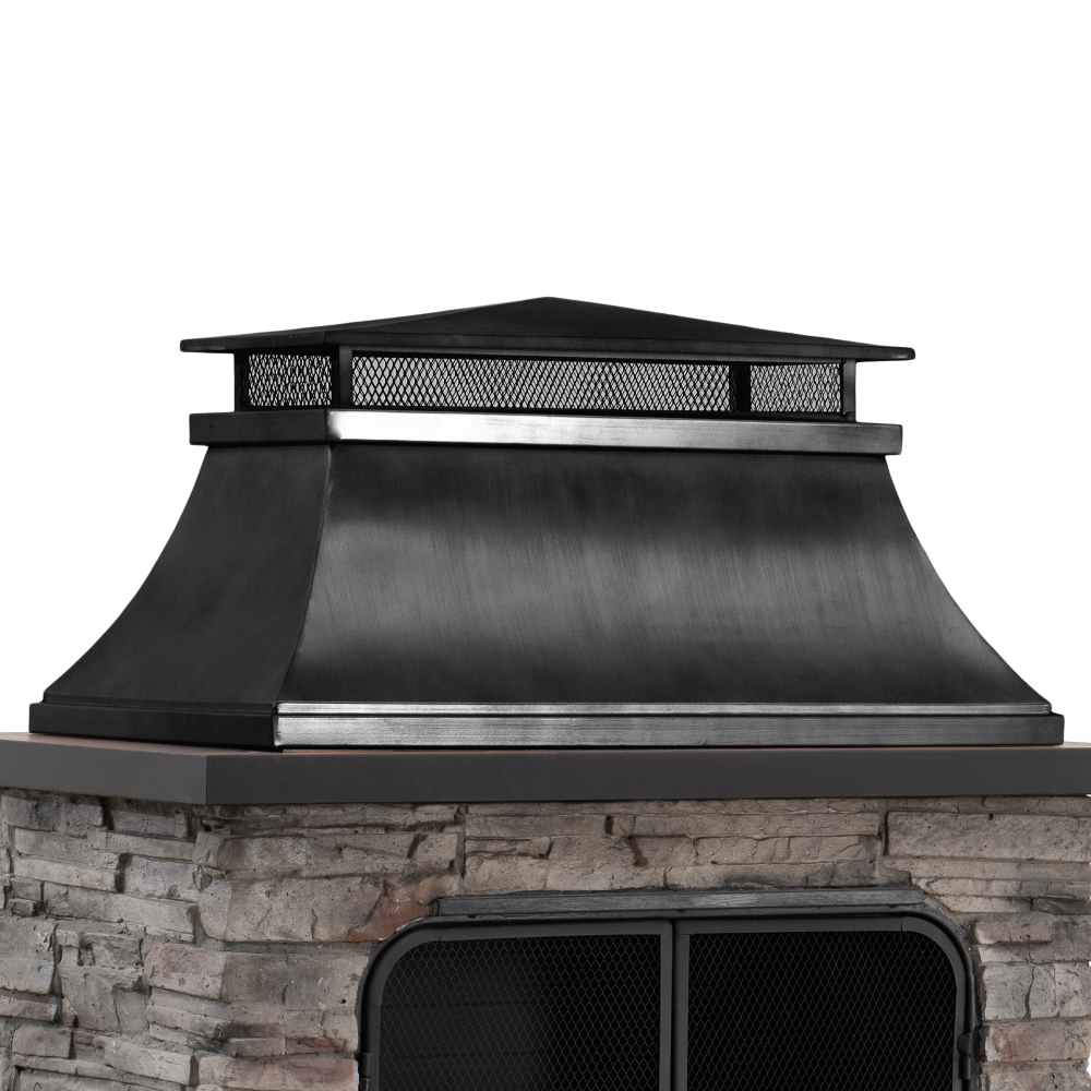 SUNJOY 48 Inch Wood Burning Stone Fireplace with Log Holders - Black