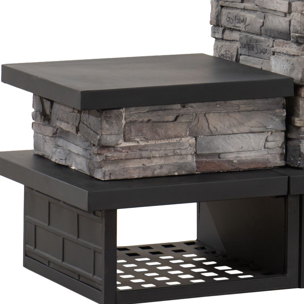 SUNJOY 48 Inch Wood Burning Stone Fireplace with Log Holders - Black