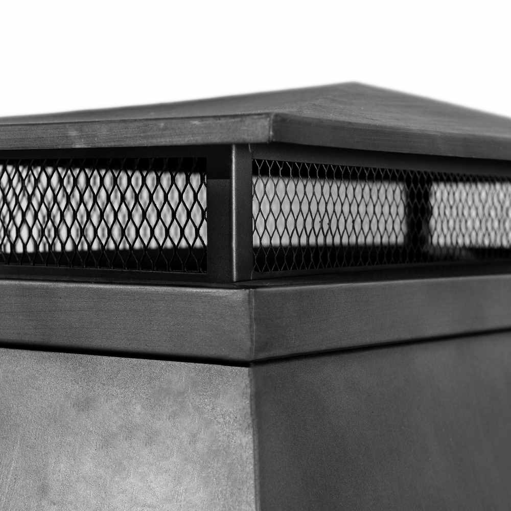 SUNJOY 48 Inch Wood Burning Stone Fireplace with Log Holders - Black