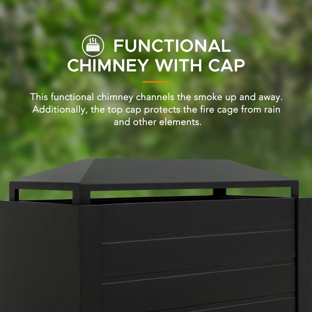 SUNJOY 58 Inch Modern Outdoor Fireplace with Chimney & Log Holders.