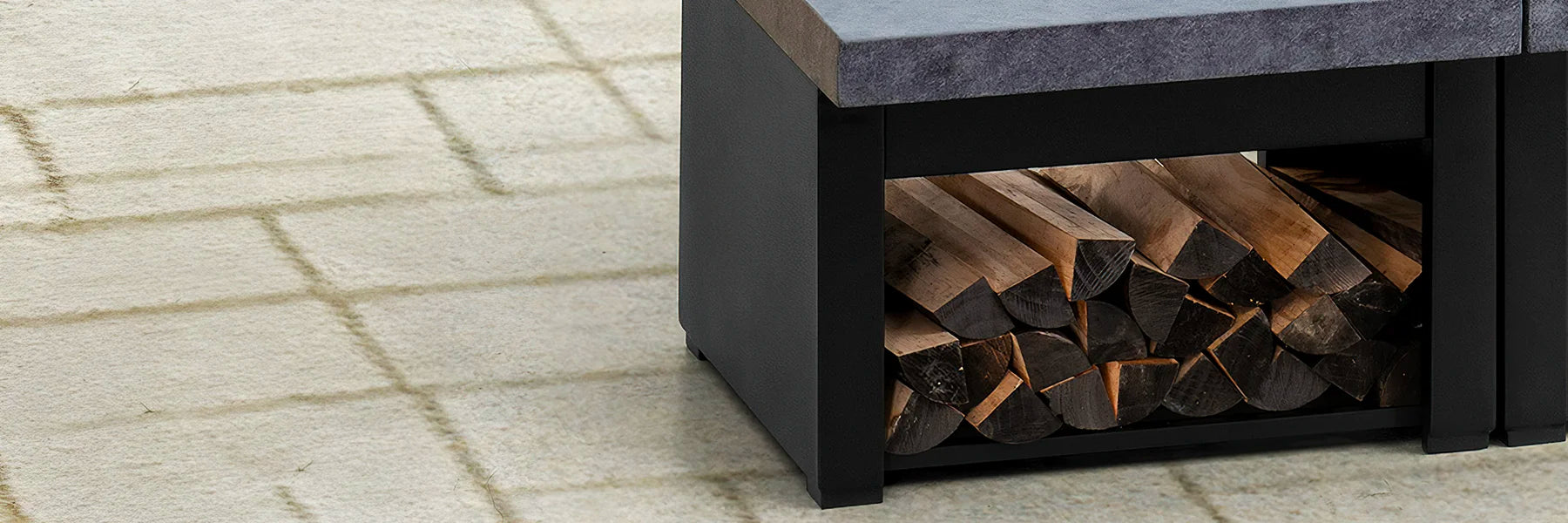 SUNJOY 58 Inch Modern Outdoor Fireplace with Chimney & Log Holders