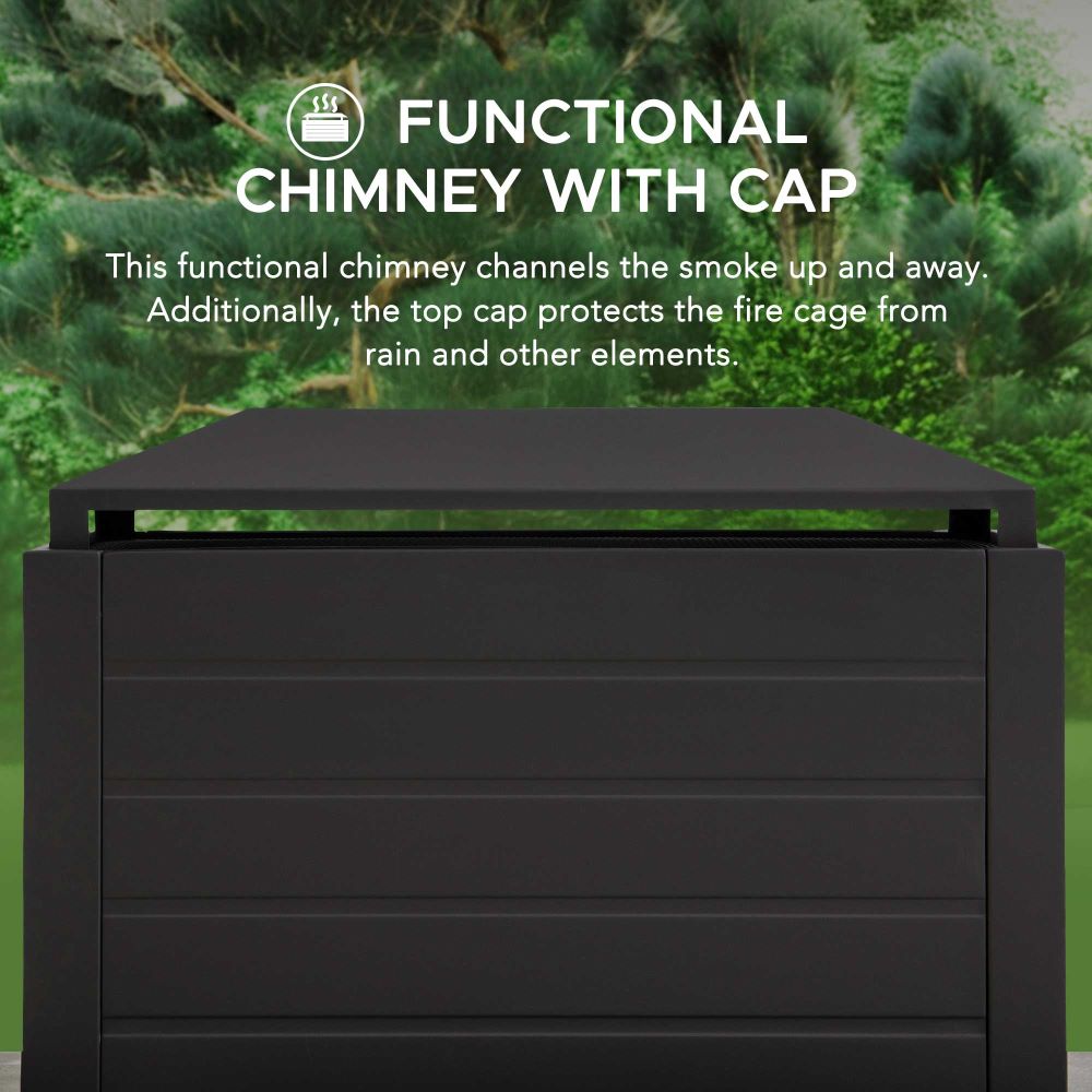 SUNJOY 58 Inch Modern Outdoor Fireplace with Chimney & Log Holders