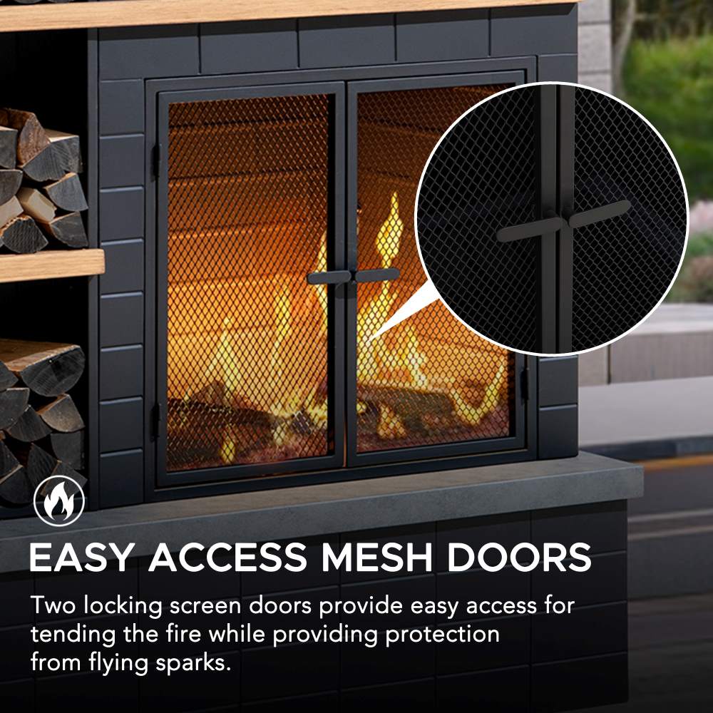 SUNJOY 42 Inch Wood Burning Fireplace with Chimney & Log Holders