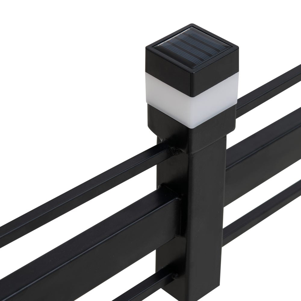 SUNJOY Strip Pattern Garden Fence Metal Garden Border Fence with Solar Lights (5-pack) - Black