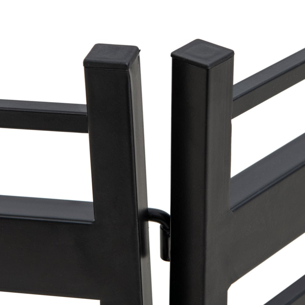 SUNJOY Strip Pattern Garden Fence Metal Garden Border Fence with Solar Lights (5-pack) - Black