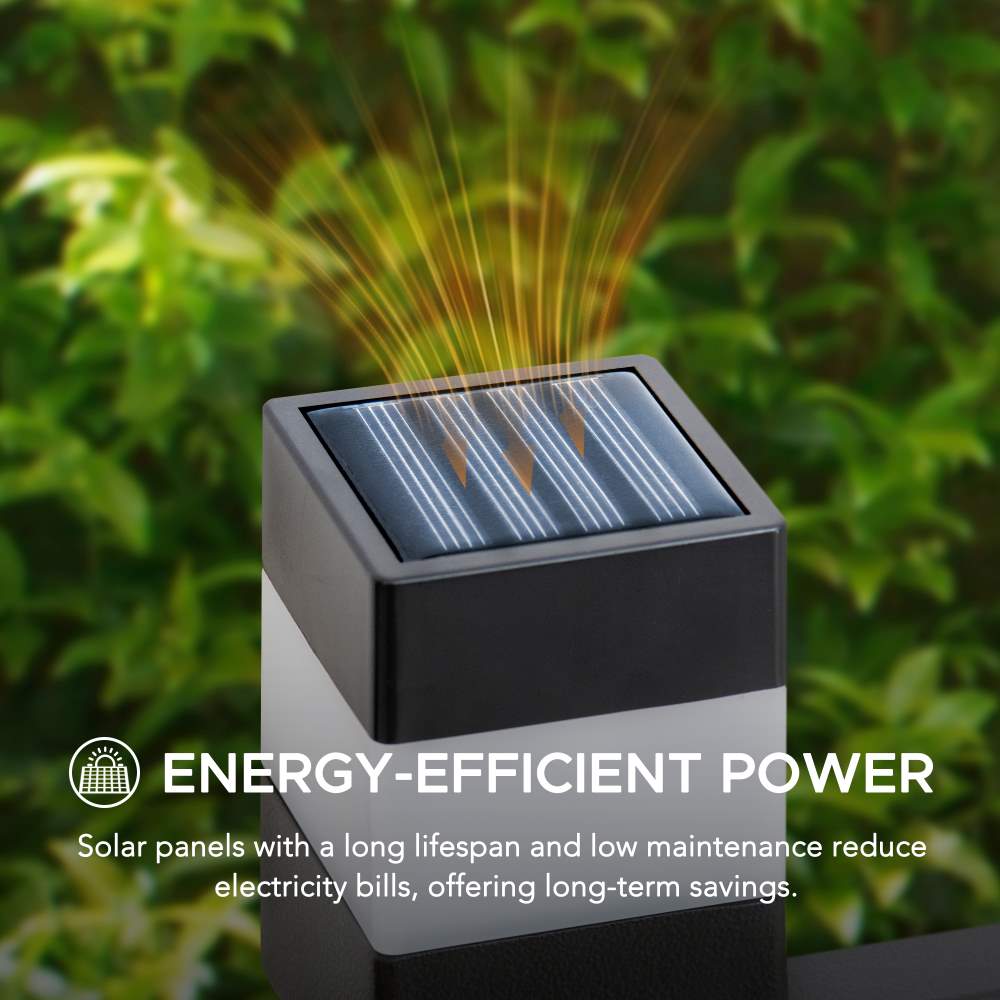 SUNJOY Garden Fence, Metal Garden Border Fence with Solar Lights (5-pack) - Lattice & Black