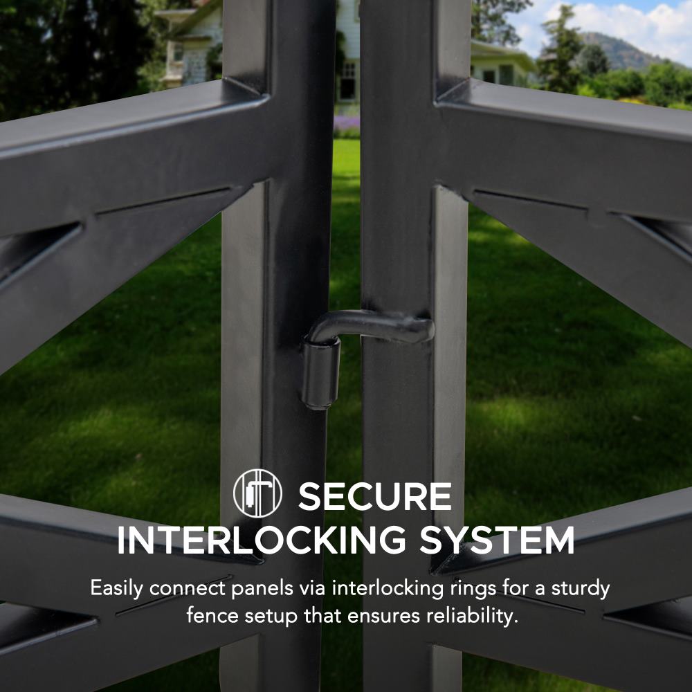 SUNJOY Garden Fence, Metal Garden Border Fence with Solar Lights (5-pack) - Lattice & Black