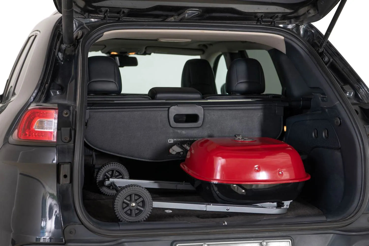 Portable Charcoal Grill in Red with Charcoal Tray and Grate